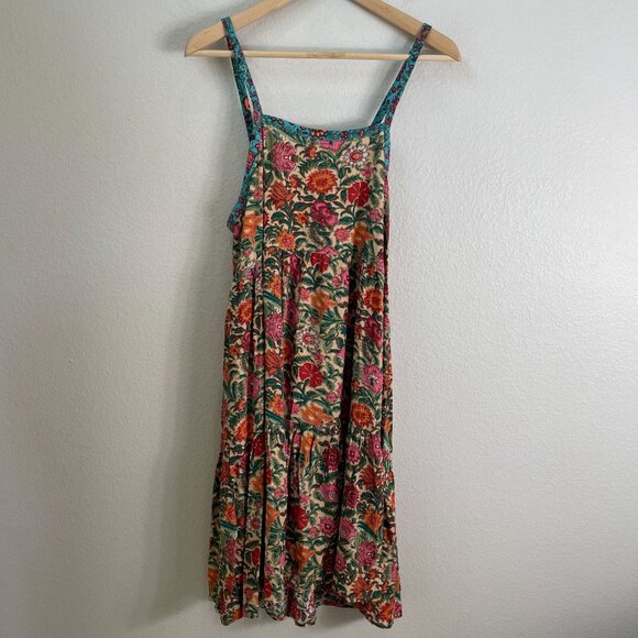 Natural Life Womens Small Floral Sleeveless Tiered Dress Square Neck - Picture 8 of 10